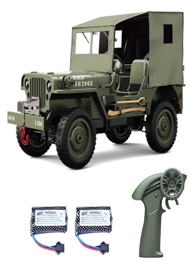 Dodoore RC Military Truck, 1:10 Scale Remote Control Car, 2.4GHz 4WD Off Road RC Rock Crawler, All Terrain RC Crawler Army Vehicle with LED Lights, Winch, Canvas Cover and 2 Batteries for Adults - Image 1